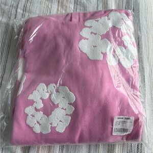 Pink denim tear hoodie